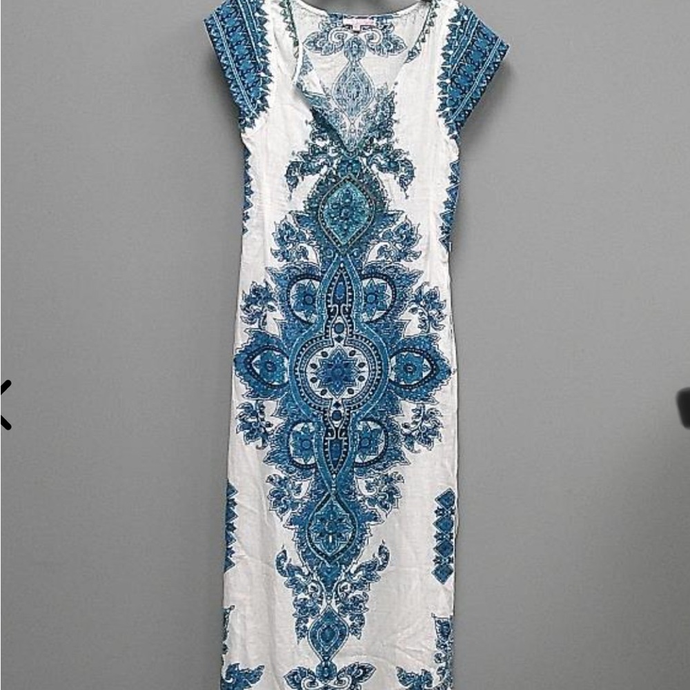Calypso St. Barth Blue and White Maxi Dress